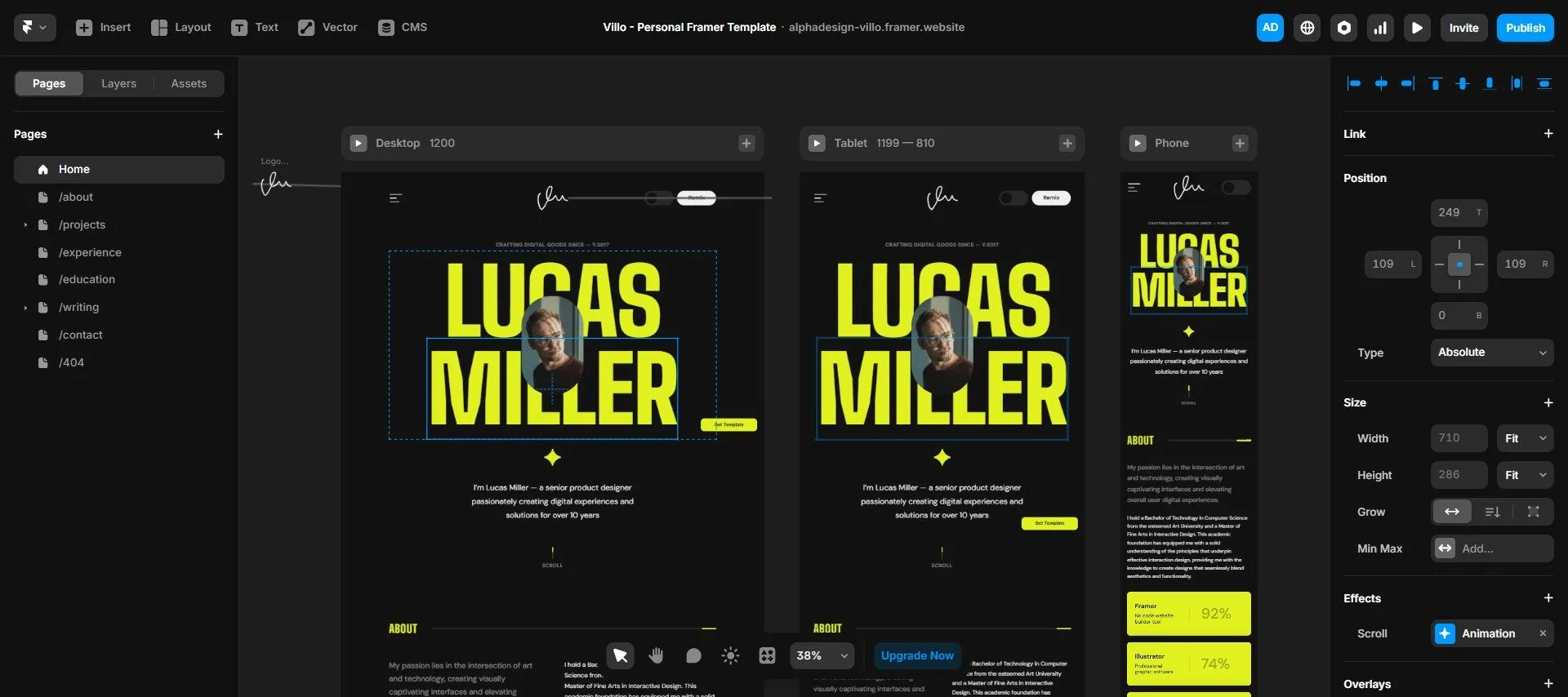 The Stunning, Professional Personal Portfolio Template for 2025: Villo