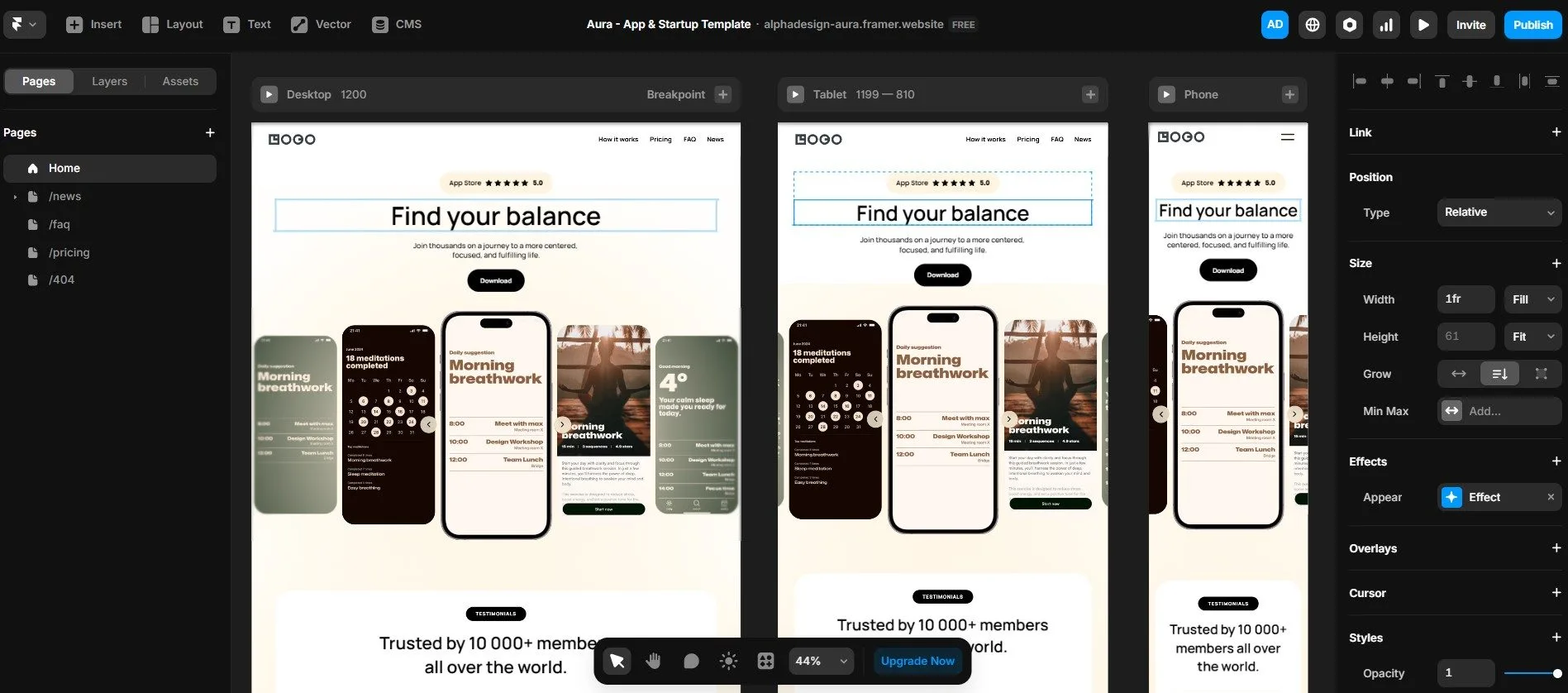 app showcase template